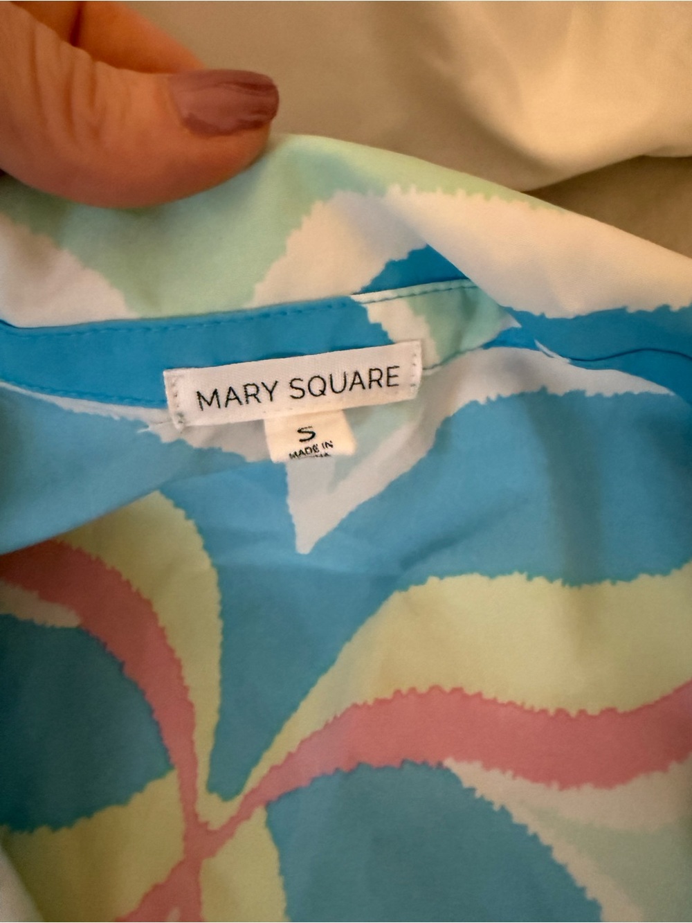 Mary Square Women's Blue Floral Print Top